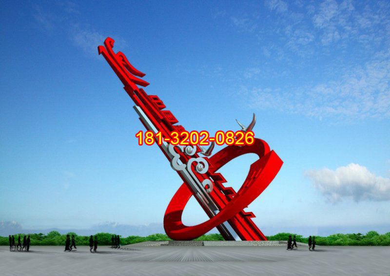 不銹鋼抽象龍雕塑，不銹鋼中國(guó)夢(mèng)雕塑